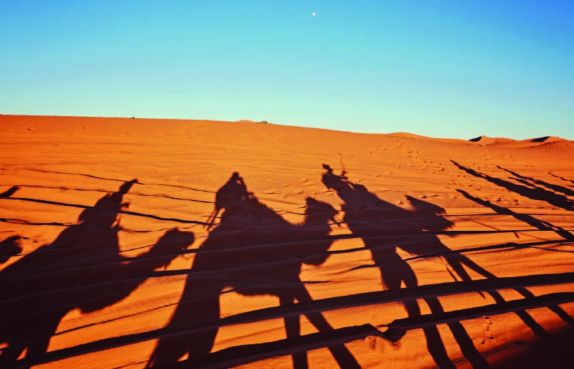 People silhouettes at sunset